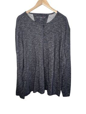 John Varvatos Star USA Luxe Slub Knit Henley Shirt XXL Gray